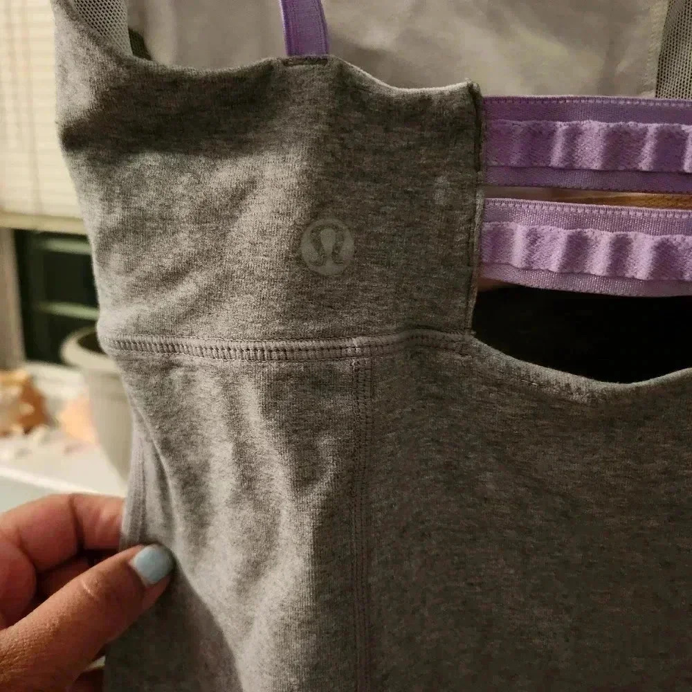Lululemon Workout tank top gray, purple size 6 - Picture 2 of 7